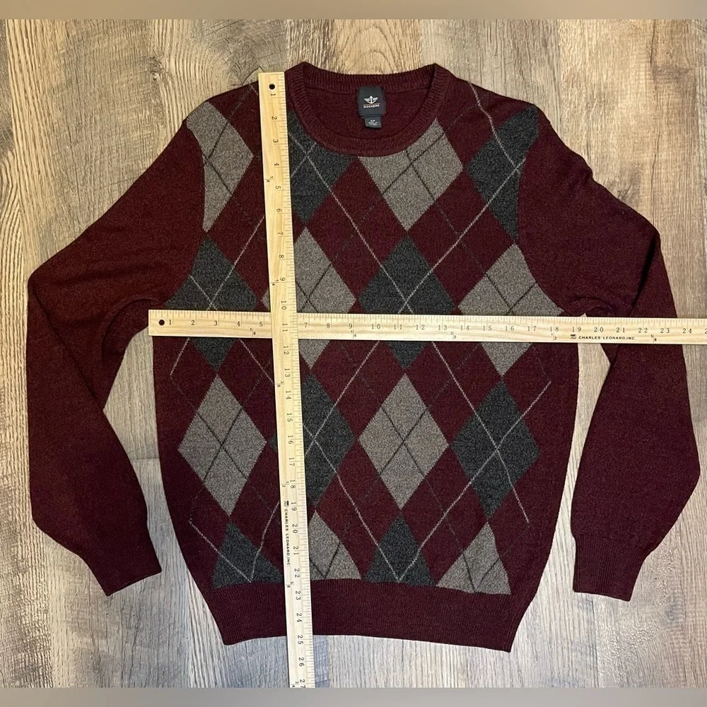 Dockers Sweater Mens Small Grey Blue Diamond Pattern Long Sleeve‎ Pullover